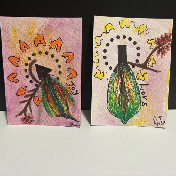 Handmade Other - Mixed Media Art Colorful Abstract Joy and Love motivational artworks